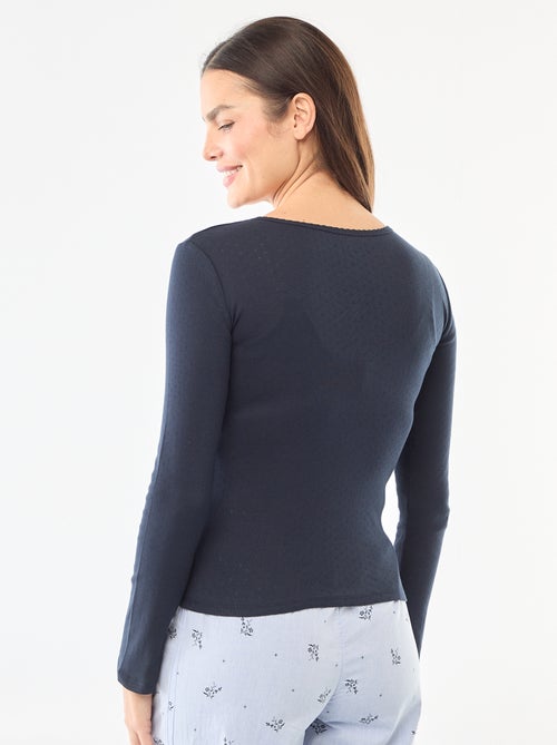 T-shirt de pijama em malha pointelle - Kiabi