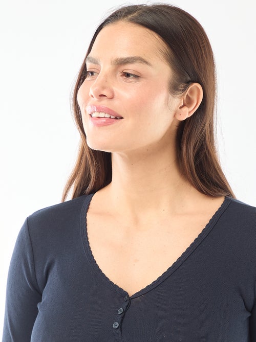 T-shirt de pijama em malha pointelle - Kiabi