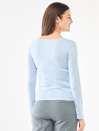 T-shirt de pijama em malha pointelle