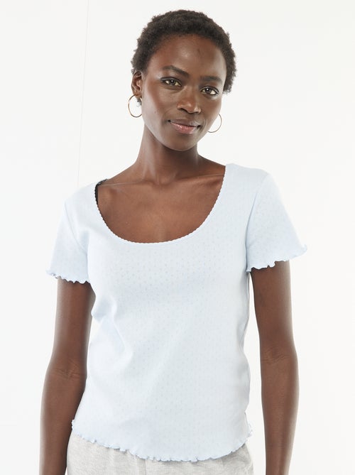 T-shirt de pijama em malha pointelle - Kiabi