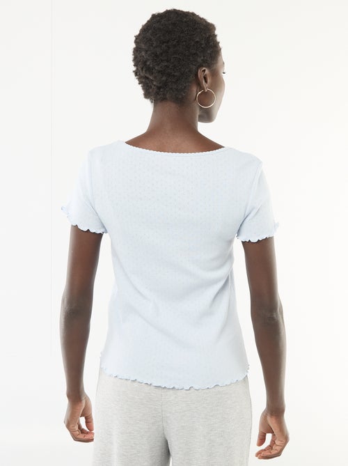 T-shirt de pijama em malha pointelle - Kiabi