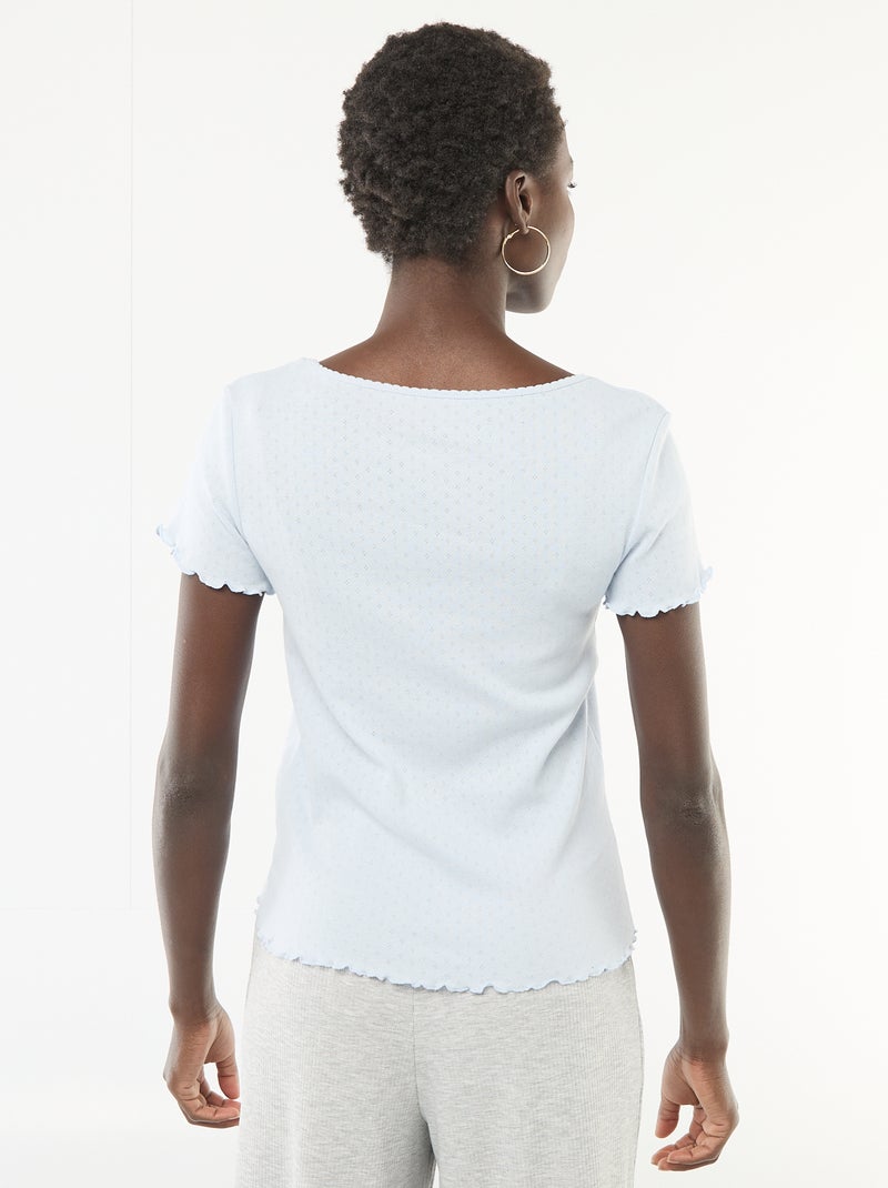 T-shirt de pijama em malha pointelle Azul - Kiabi