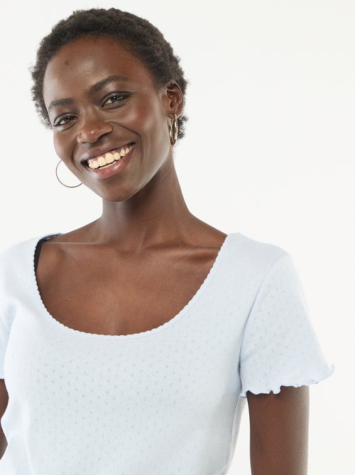 T-shirt de pijama em malha pointelle - Kiabi