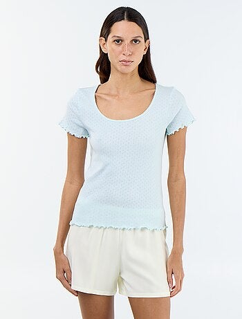T-shirt de pijama em malha pointelle