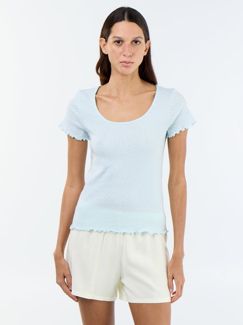 T-shirt de pijama em malha pointelle - Kiabi
