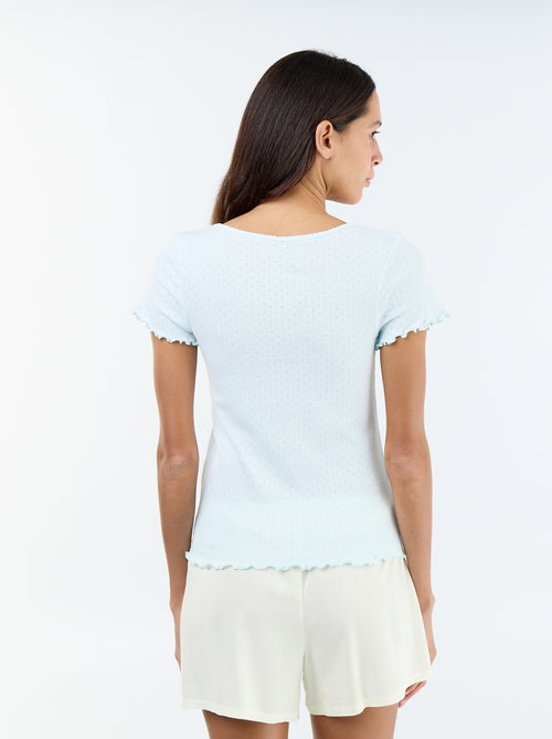 T-shirt de pijama em malha pointelle - Kiabi