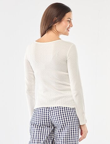 T-shirt de pijama em malha pointelle