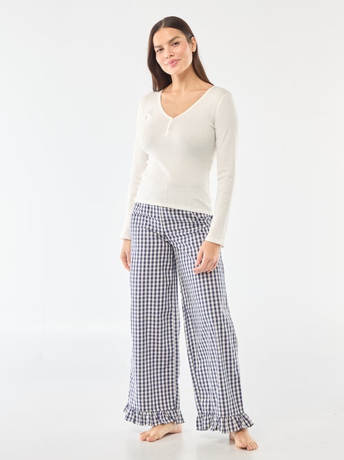 T-shirt de pijama em malha pointelle - Kiabi