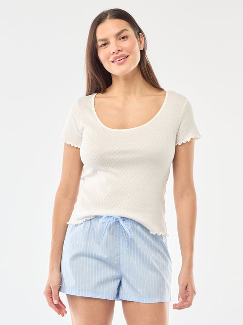T-shirt de pijama em malha pointelle - Kiabi