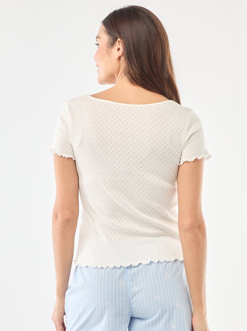 T-shirt de pijama em malha pointelle - Kiabi