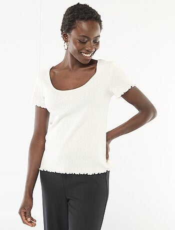 T-shirt de pijama em malha pointelle