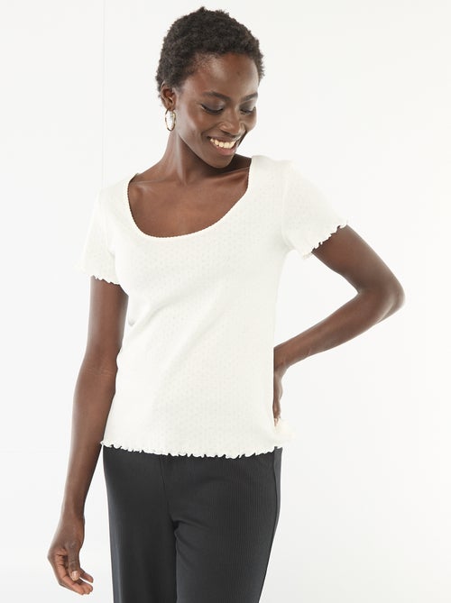 T-shirt de pijama em malha pointelle - Kiabi