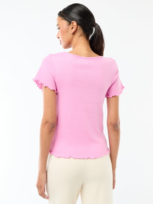 T-shirt de pijama em malha pointelle - Kiabi