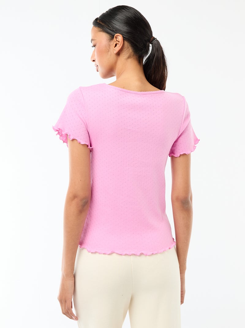 T-shirt de pijama em malha pointelle Rosa - Kiabi