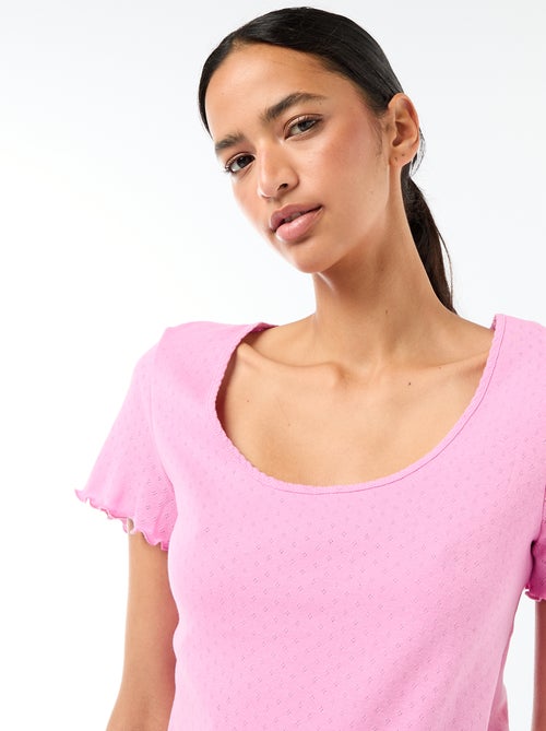 T-shirt de pijama em malha pointelle - Kiabi