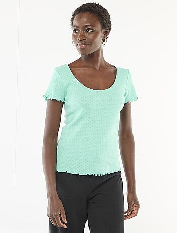 T-shirt de pijama em malha pointelle