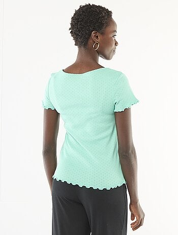 T-shirt de pijama em malha pointelle