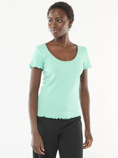 T-shirt de pijama em malha pointelle - Kiabi