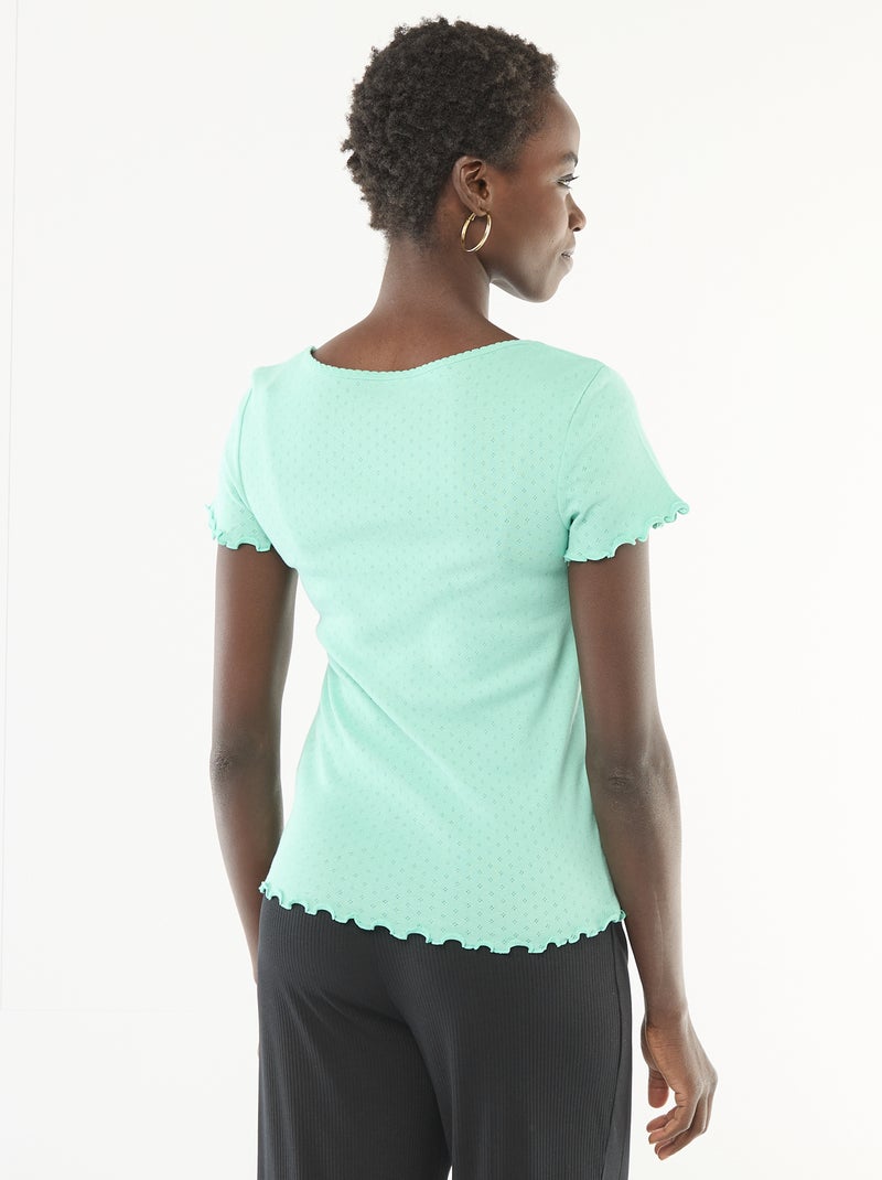 T-shirt de pijama em malha pointelle Verde - Kiabi