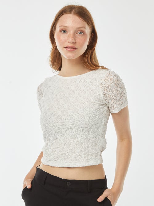 T-shirt de renda com as costas à mostra - Kiabi