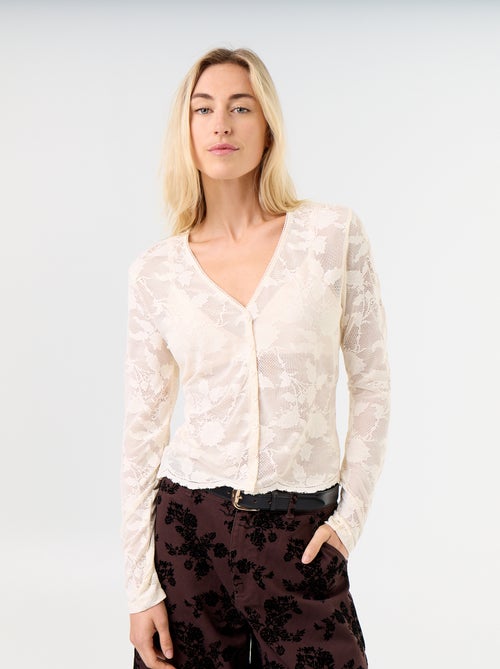 T-shirt de renda com efeito blusa - Kiabi