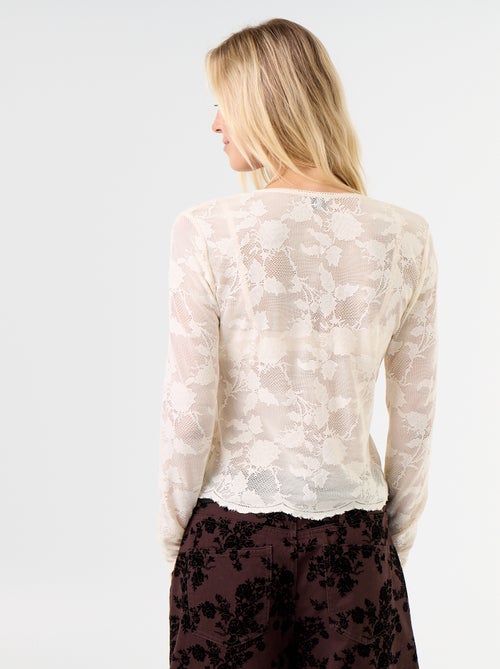 T-shirt de renda com efeito blusa - Kiabi