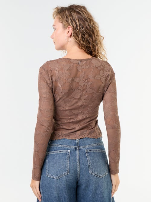 T-shirt de renda com efeito blusa - Kiabi
