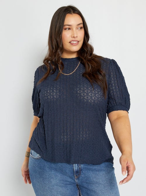 T-shirt de renda com gola redonda - Kiabi