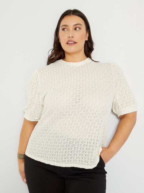 T-shirt de renda com gola redonda - Kiabi