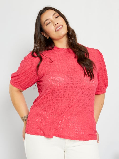 T-shirt de renda com gola redonda - Kiabi