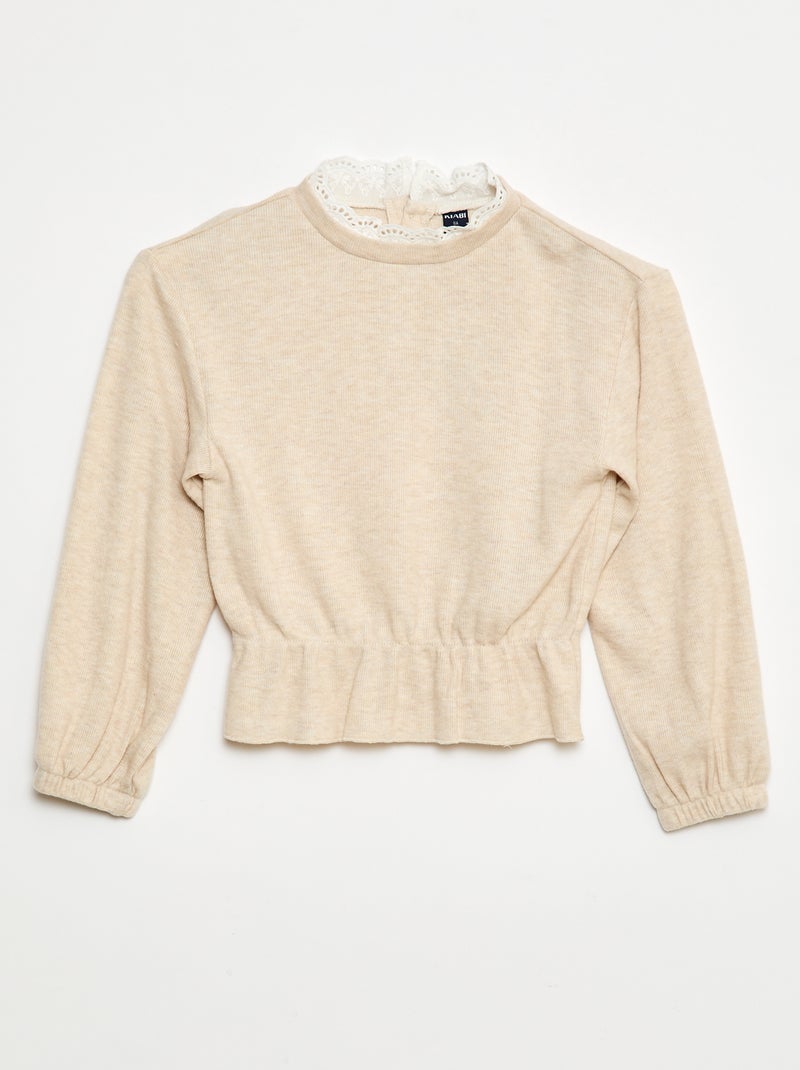 T-shirt de renda liso Bege - Kiabi