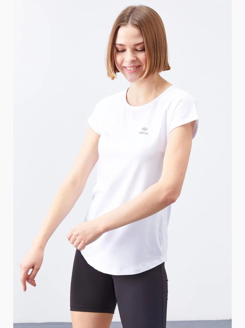 T-shirt de senhora de manga curta com gola redonda tommy Branco - Kiabi