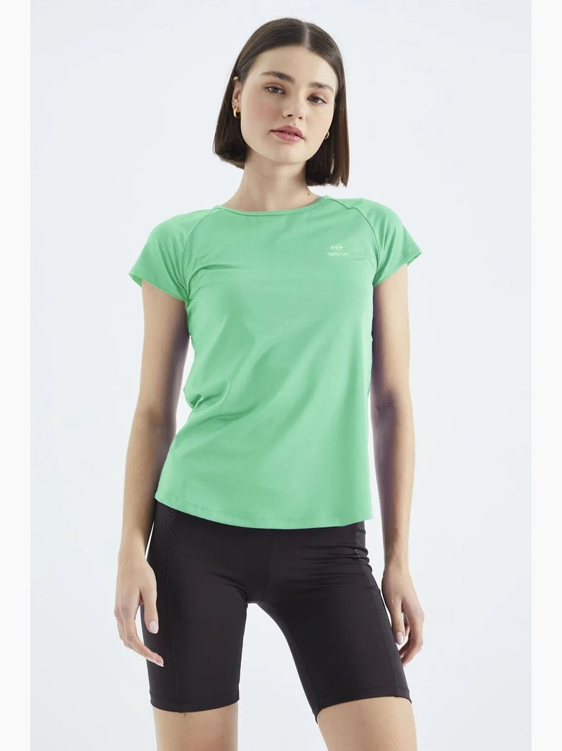 T-shirt de senhora de manga curta com gola redonda tommy Verde menta - Kiabi
