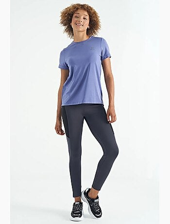 T-shirt de senhora descontraída com gola redonda e aberturas laterais tommy