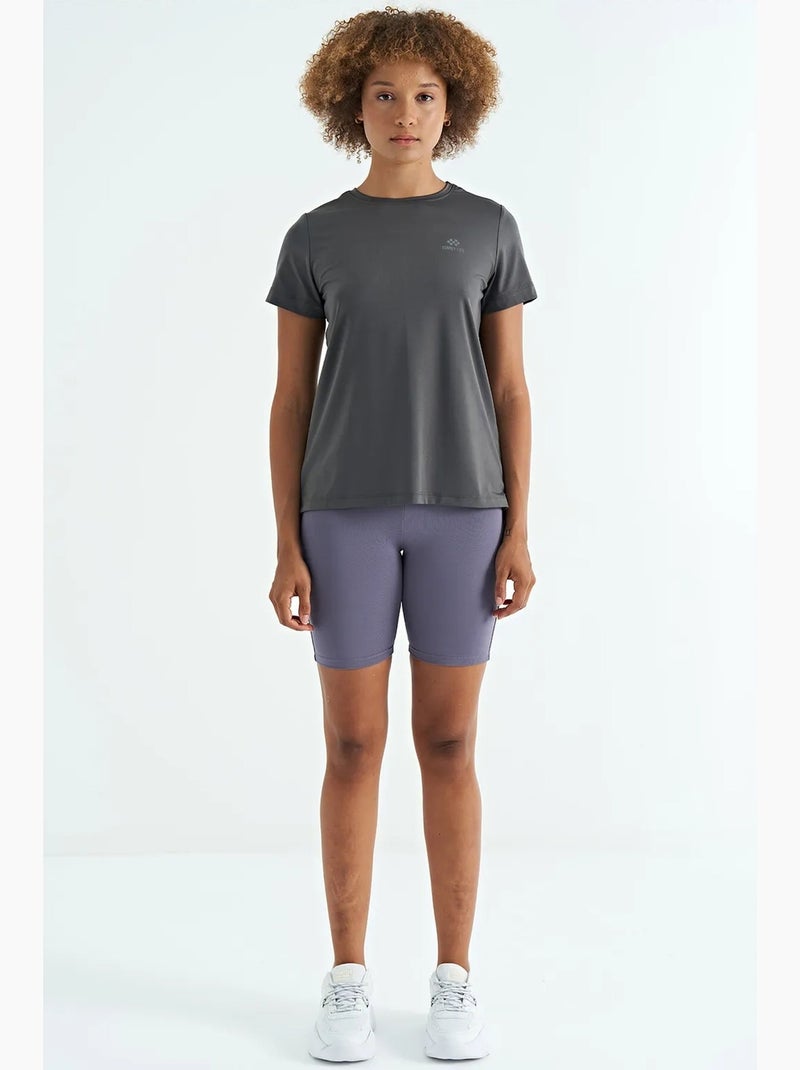 T-shirt de senhora descontraída com gola redonda e aberturas laterais tommy Cinza-preto - Kiabi