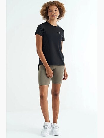 T-shirt de senhora descontraída com gola redonda e aberturas laterais tommy
