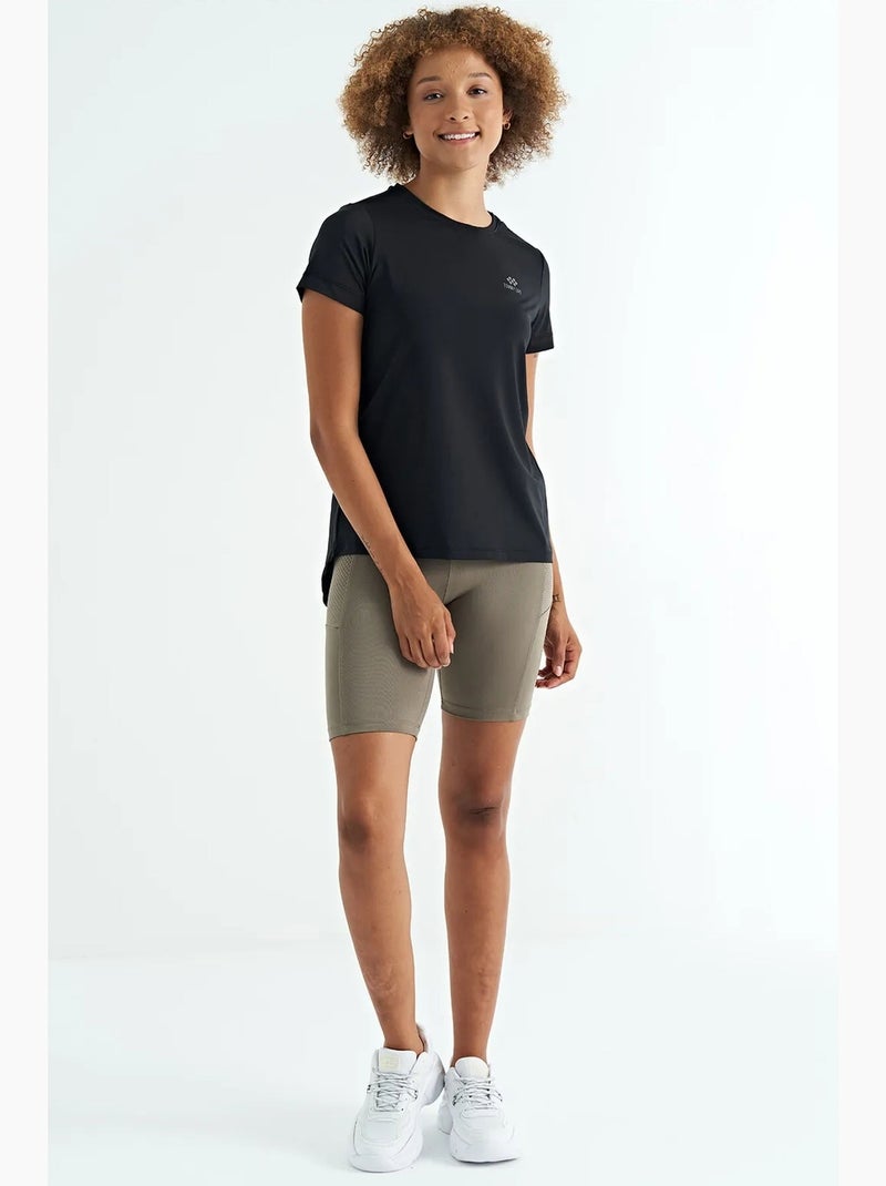 T-shirt de senhora descontraída com gola redonda e aberturas laterais tommy Preto - Kiabi
