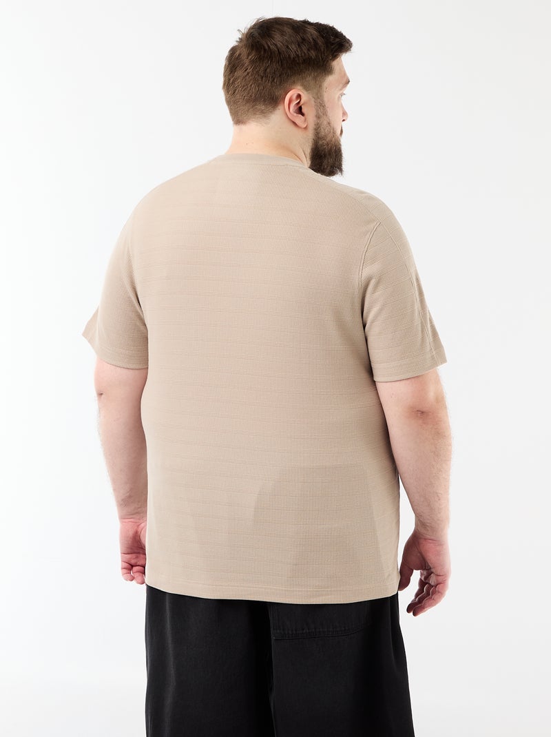T-shirt de tecido fantasia canelado Bege - Kiabi