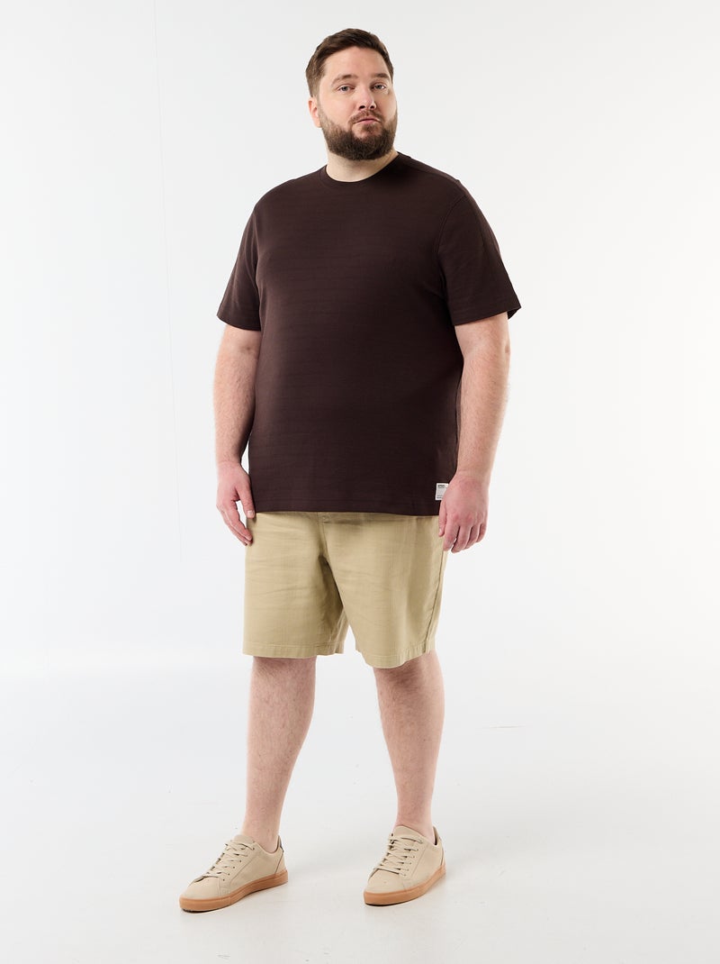 T-shirt de tecido fantasia canelado Castanho - Kiabi
