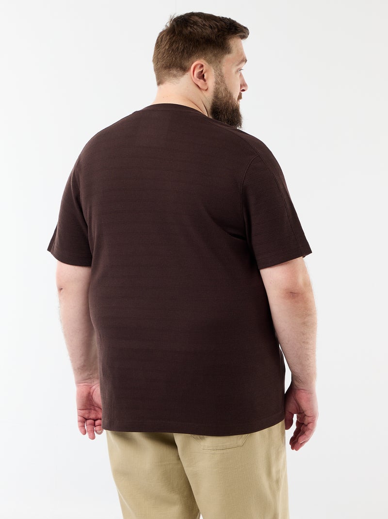 T-shirt de tecido fantasia canelado Castanho - Kiabi