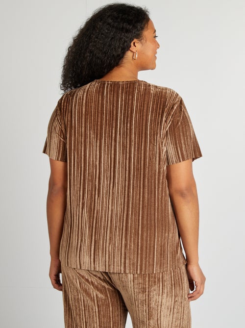 T-shirt de veludo com decote em bico - Kiabi