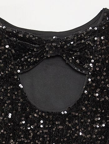 T-shirt de veludo com lantejoulas