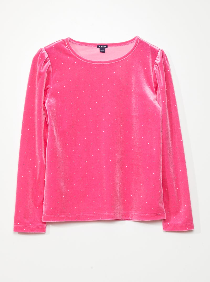 T-shirt de veludo com manga comprida ROSA - Kiabi