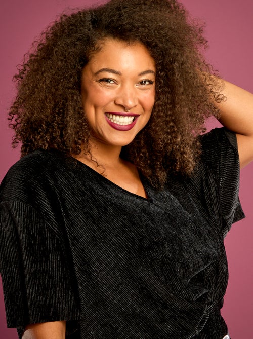 T-shirt de veludo com mangas curtas - Kiabi