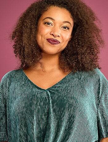 T-shirt de veludo com mangas curtas