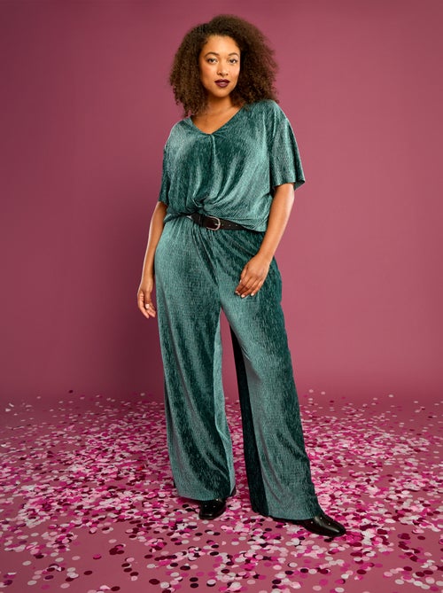 T-shirt de veludo com mangas curtas - Kiabi