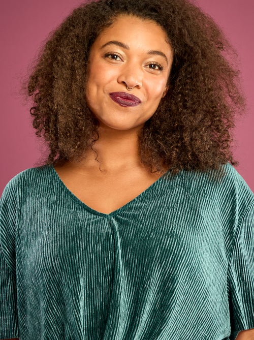 T-shirt de veludo com mangas curtas - Kiabi