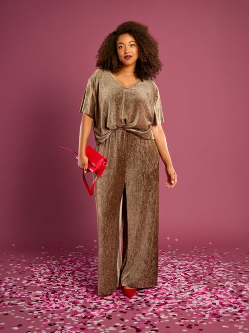 T-shirt de veludo cotelê com mangas curtas - Kiabi