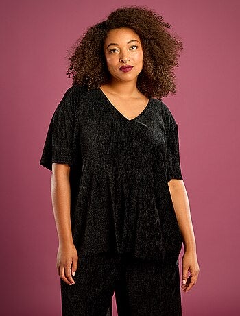 T-shirt de veludo cotelê com mangas curtas