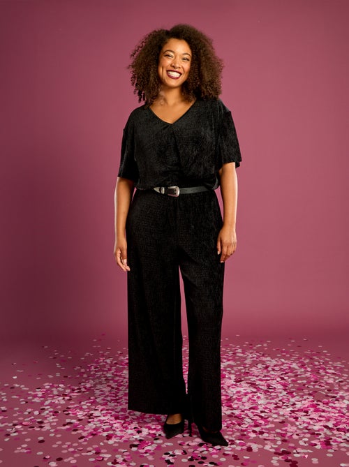 T-shirt de veludo cotelê com mangas curtas - Kiabi